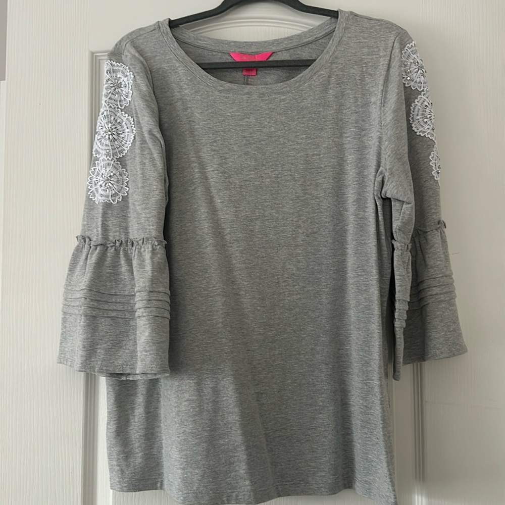 Lilly Pulitzer XL Fatima top - weathered seaside grey